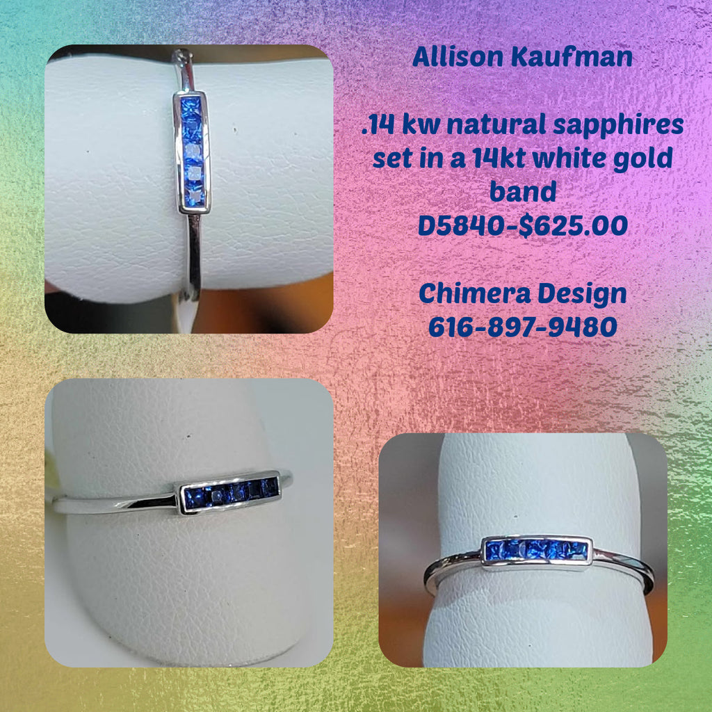Natural sapphire ring in 14kt White Gold