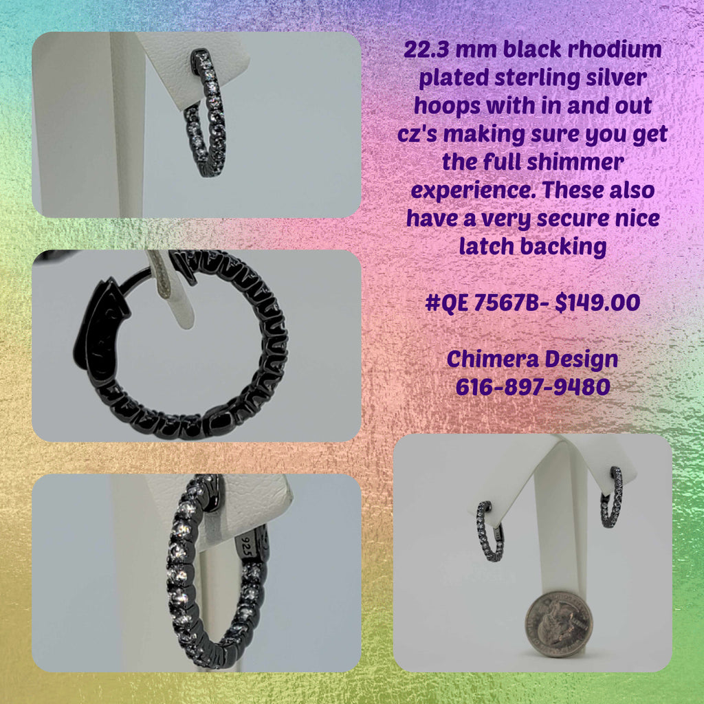 Black Rhodium Plated In and Out Earrings