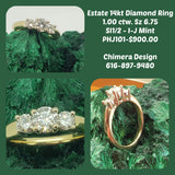 14kt Yellow Gold Three Stone Diamond Ring - Estate