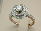1.85 ctw Two Tone (Rose/White) Double Halo Diamond Ring