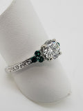 Lab Grown 1.00 ct F VS1 Ring With Lab Grown Emerald Accents