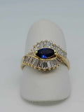 Estate 14kt Diamond and Blue Sapphire Ballerina Ring