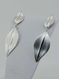 Sterling Silver Leaf Earrings - Hand made by Zina
