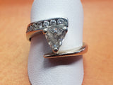 14kt Two Tone Estate Diamond Ring - Center Diamond is Trillion Cut