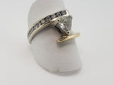 14kt Two Tone Estate Diamond Ring - Center Diamond is Trillion Cut