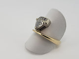 14kt Two Tone Estate Diamond Ring - Center Diamond is Trillion Cut