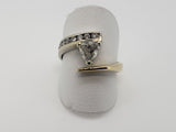 14kt Two Tone Estate Diamond Ring - Center Diamond is Trillion Cut