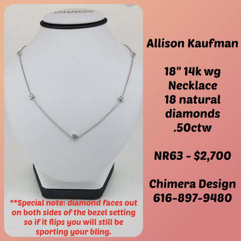 Natural Diamond Station Necklace with a BONUS