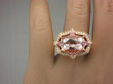 Estate 18kt Yellow Gold Ring 4.32 ct Morganite/diamonds/pink topaz