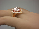 Estate 18kt Yellow Gold Ring 4.32 ct Morganite/diamonds/pink topaz