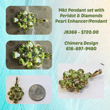 14kt Yellow Gold Estate Peridot Pendant/Pearl Enhancer