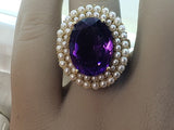 Classic Amethyst and Pearl Ring - Estate 14kt