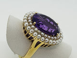 Classic Amethyst and Pearl Ring - Estate 14kt