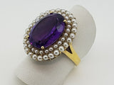 Classic Amethyst and Pearl Ring - Estate 14kt