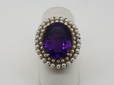 Classic Amethyst and Pearl Ring - Estate 14kt