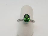 2.30 ct Tsavorite Garnet Ring with diamond accents. Estate piece.