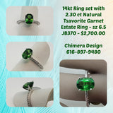 2.30 ct Tsavorite Garnet Ring with diamond accents. Estate piece.