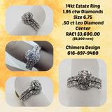 Estate Leo Diamond Wedding Set in 14kt White Gold