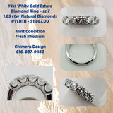 Estate 1.63 ctw Five Stone Diamond Ring in 14kt White Gold