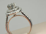 1.85 ctw Two Tone (Rose/White) Double Halo Diamond Ring