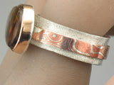 One of a kind Fire Agate Ring - 22kt gold bezel and Mokume Gane Band - size 9